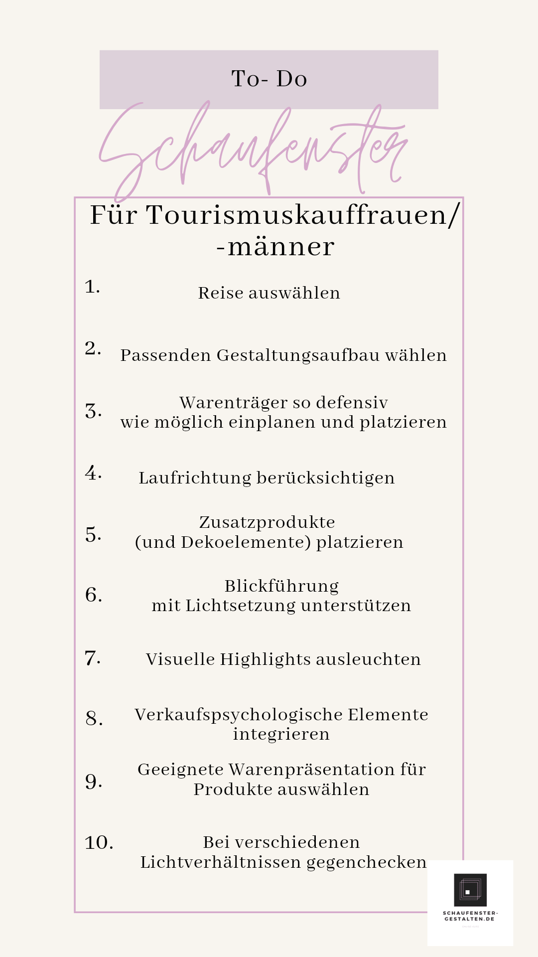 Checkliste Tourismuskaufleute